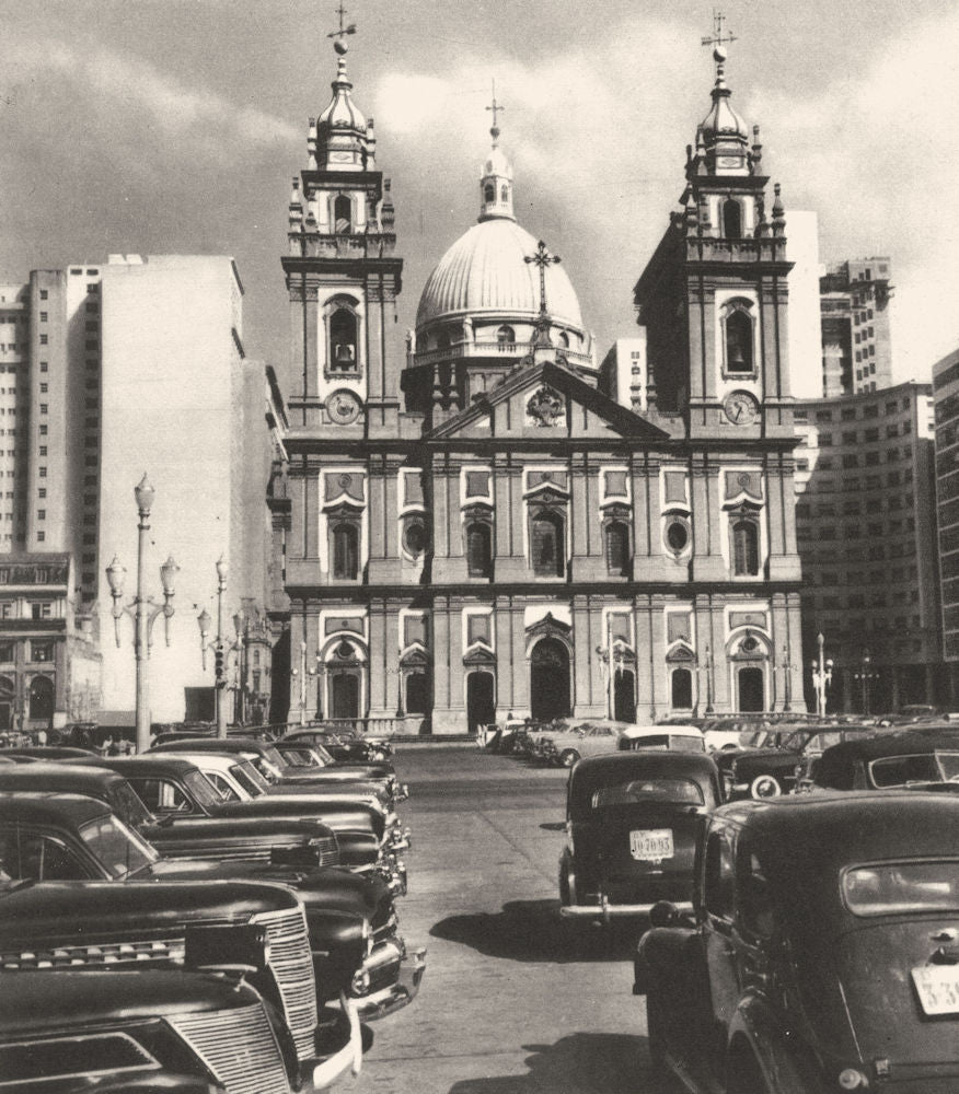 BRAZIL. Rio de Janeiro. L'Église de la Candelaria 1951 old vintage print